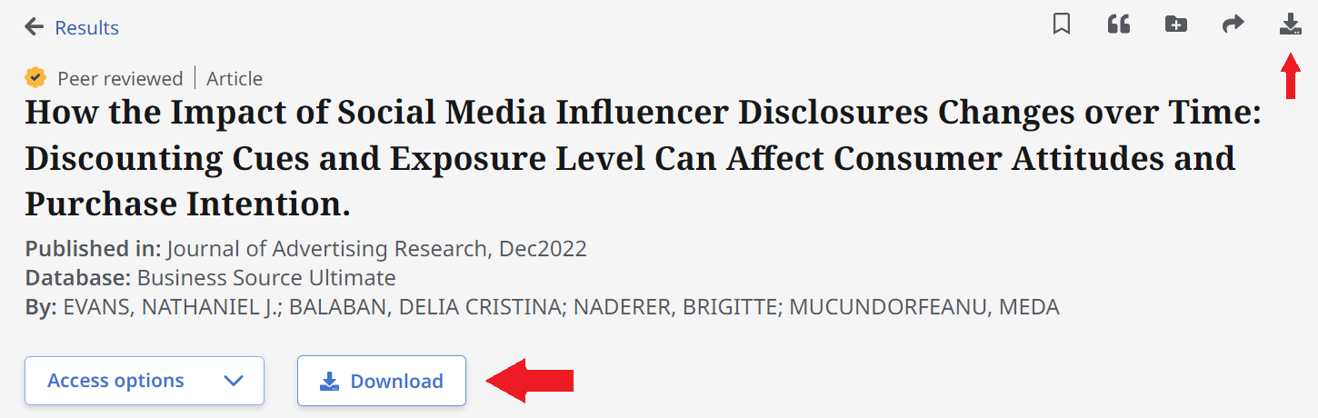 Downloading an article in UCanSearch