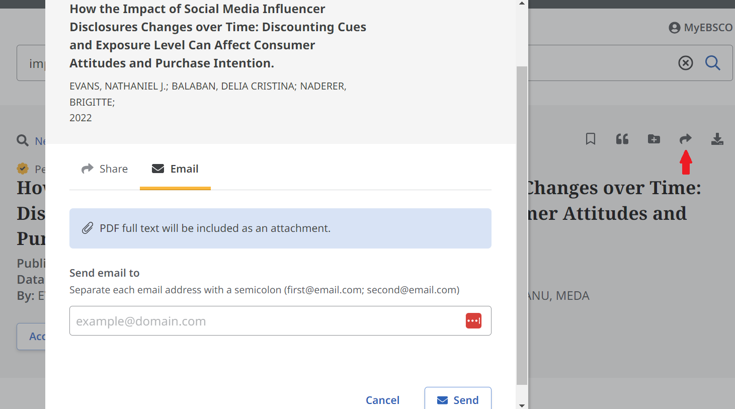 emailing an article in UCanSearch